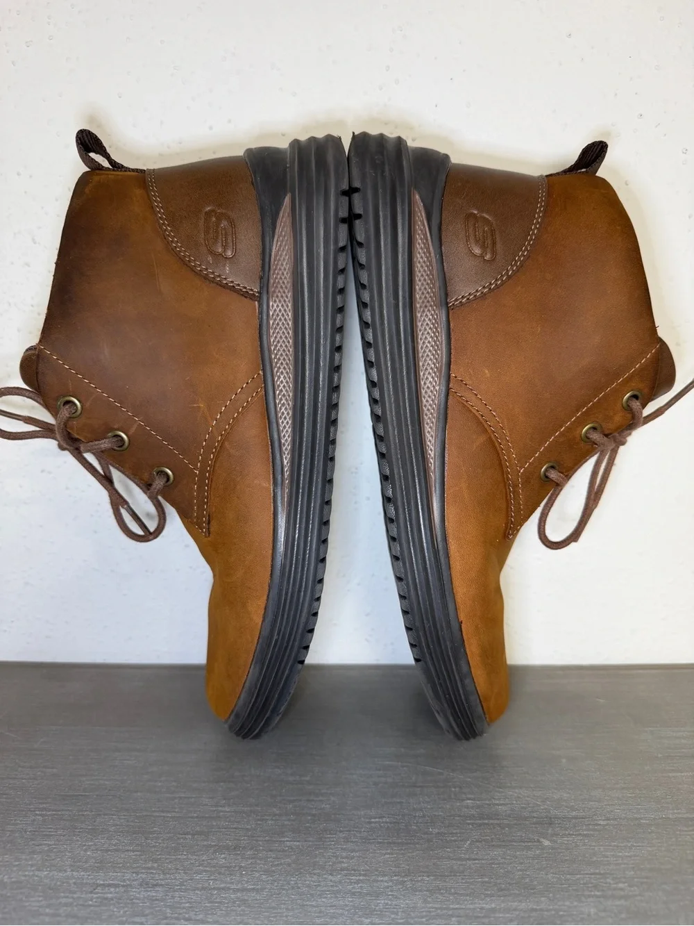 Men’s Size 8 Skechers Garza Fontaine Brown Leather Lace Up Casual Boot